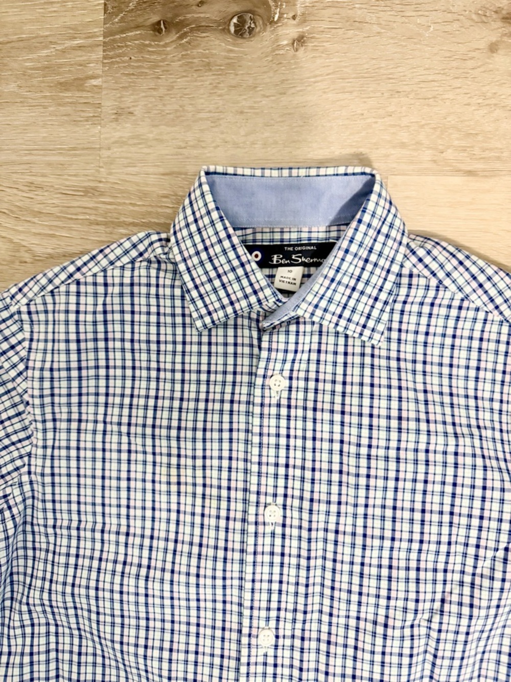 Ben Sherman Blue & White Windowpane Button-Up Shirt